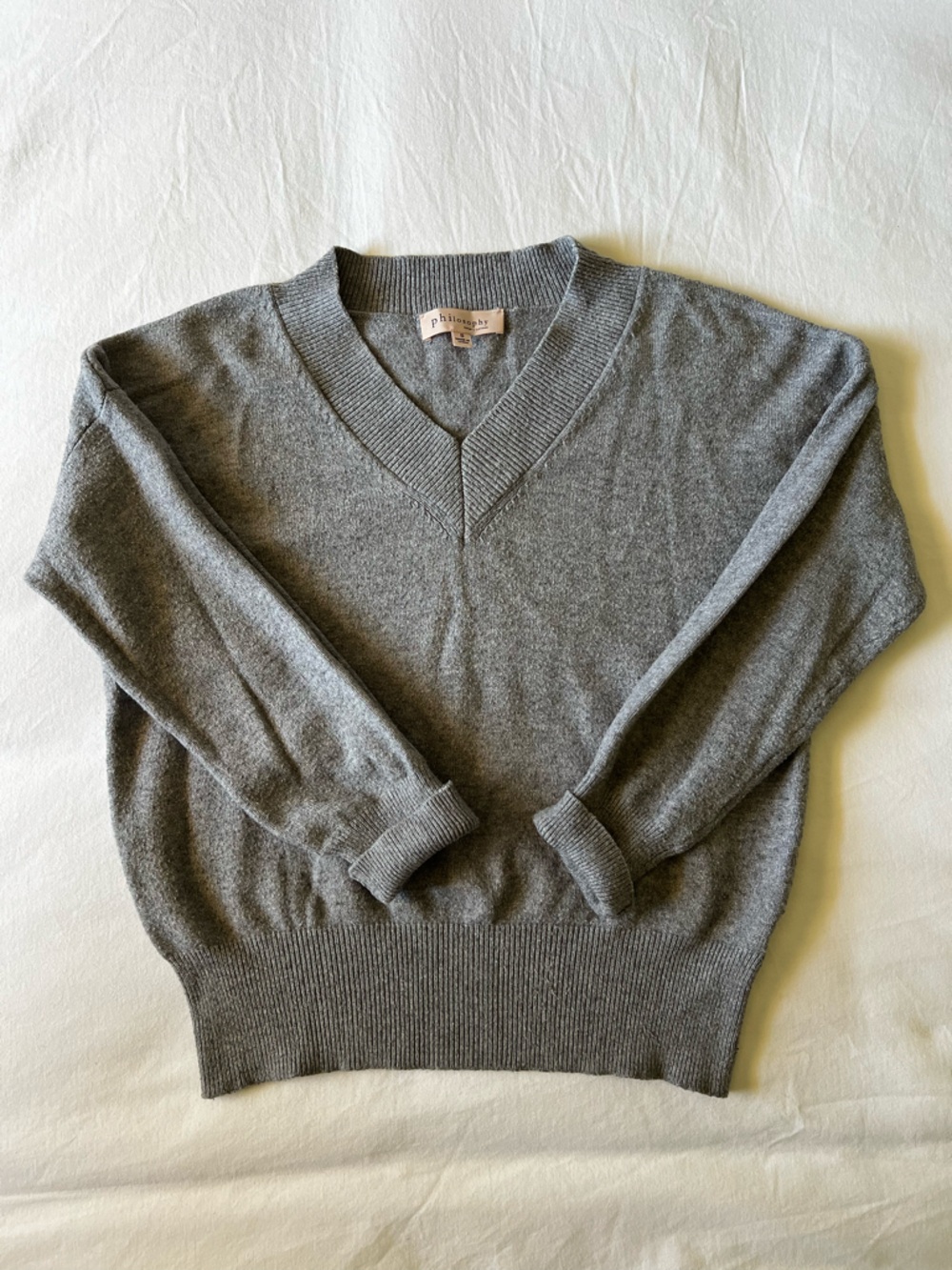 Philosophy Heather Gray V-Neck Sweater